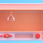 Crane Claw Machine Games Isolated on blue background, 3D rendering