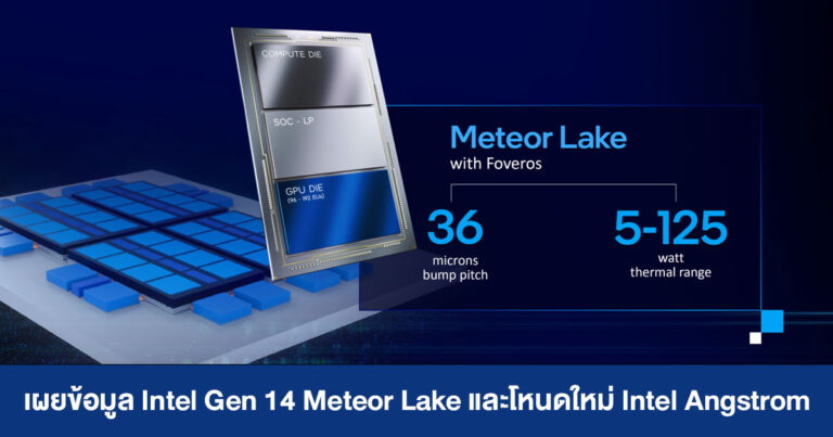 Intel เผยข้อมูลซีพียู Gen 14 Meteor Lake โครงสร้าง Foveros 3D พร้อมประกาศโหนดแบบใหม่ Intel Angstrom